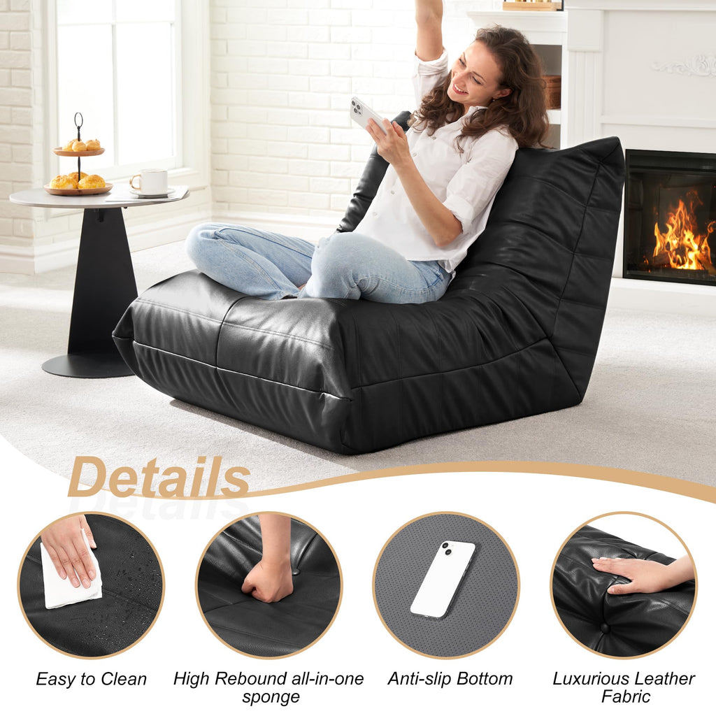 Hobestluk Bean Bag Chair Adult Leather Togo Chair Memory Foam Living Room