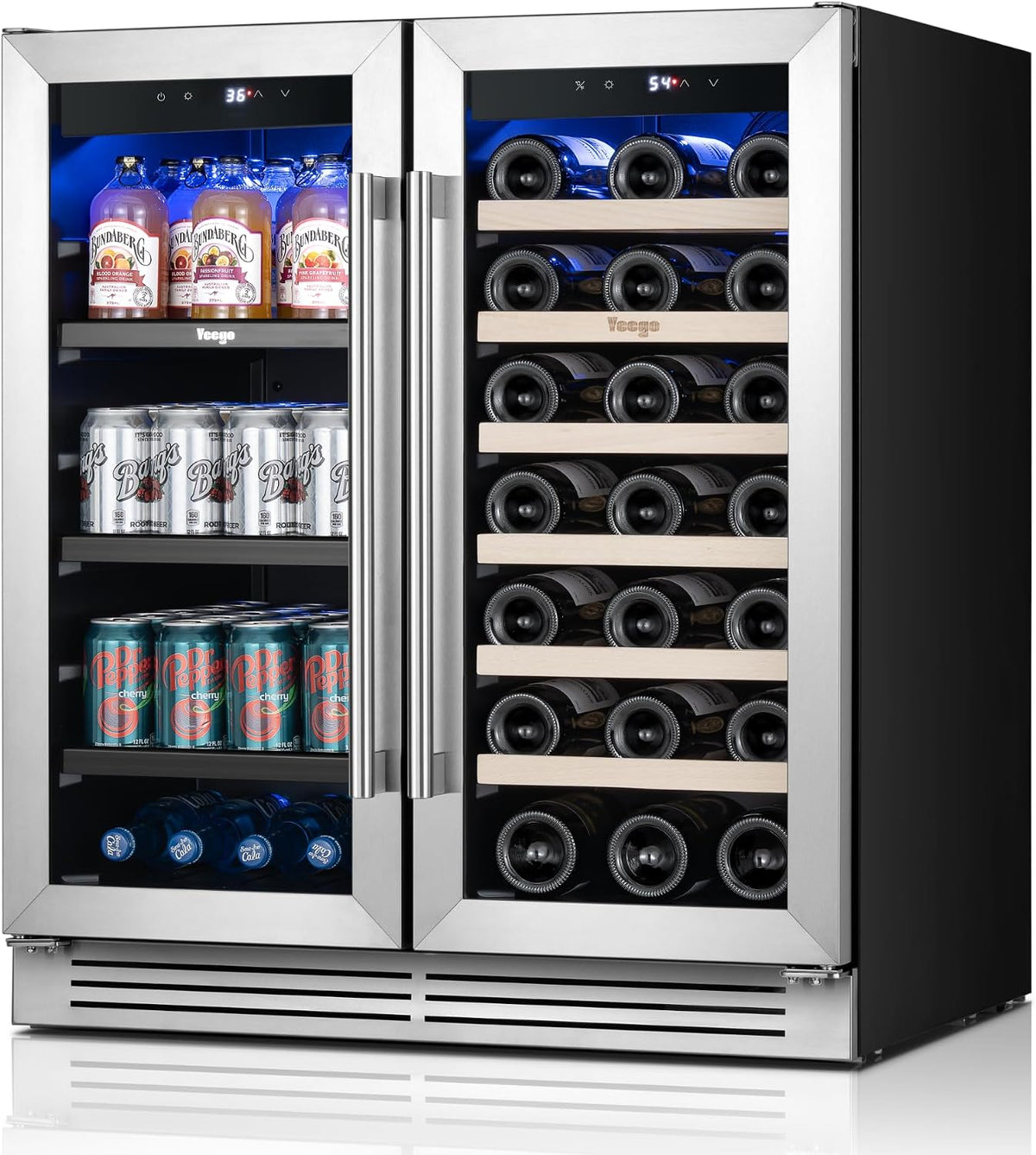 Yeego 30 Inch Wine and Beverage Refrigerator with 80 Can and 33 Bottle