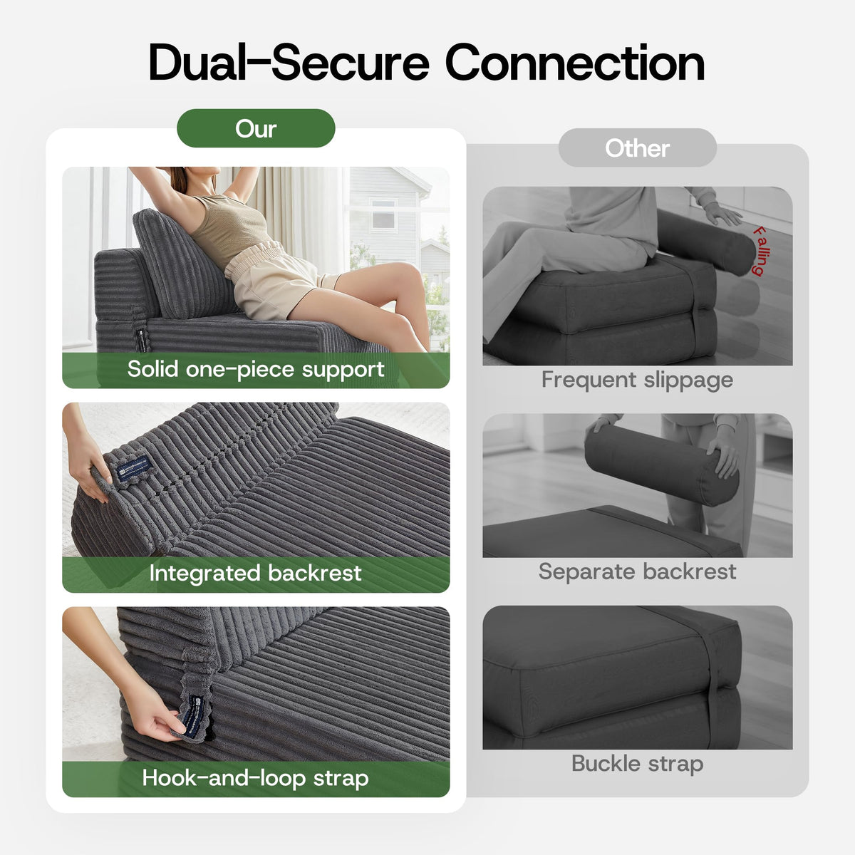 Folding Sofa Bed Convertible 4 in 1 Sleeper Chair Gray Single