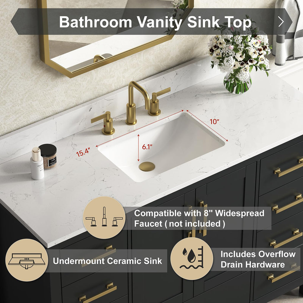 36 Inch Modern Bathroom Vanity with Sink, Black