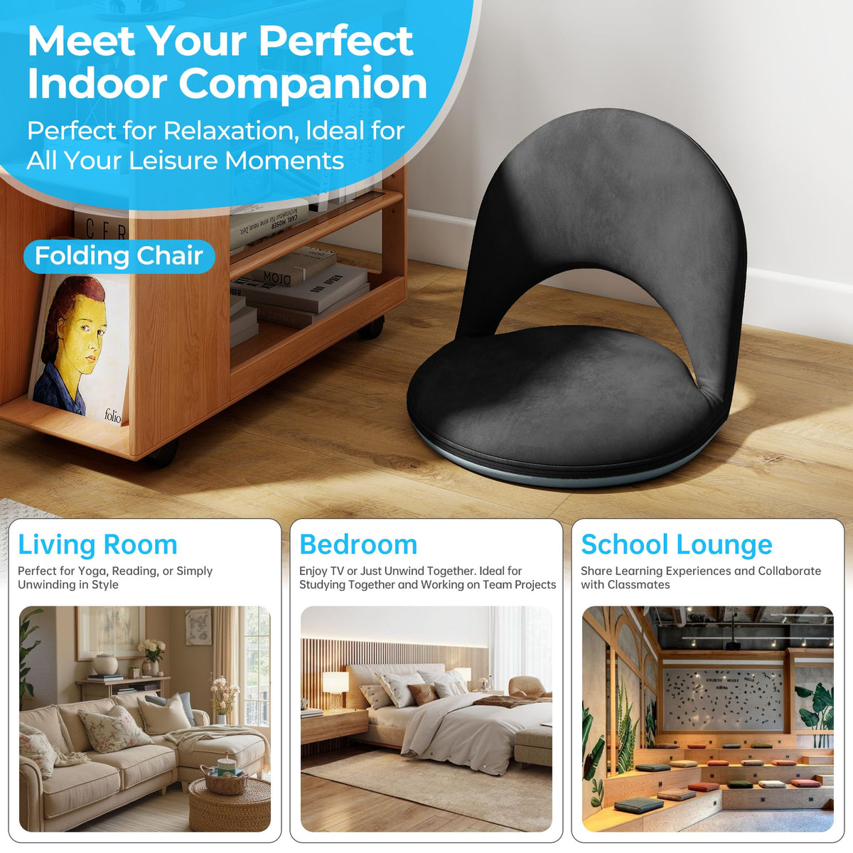 2Pcs Floor Chair with Adjustable Back Support for Kids and Adults