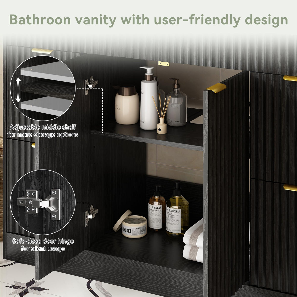 36" Bathroom Vanity with Sink Modern Oak