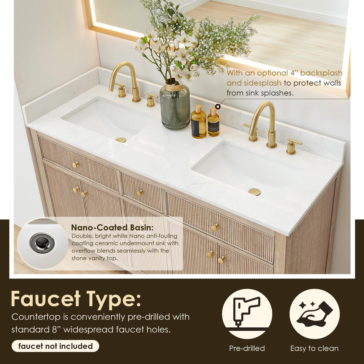 48 Inch Bathroom Vanity with Sink Modern Single Vanities with Countertop