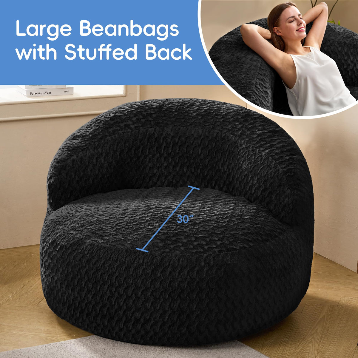 Hobestluk Adult Bean Bag Chair 3 in 1 Convertible Large Bean Bag Sofa
