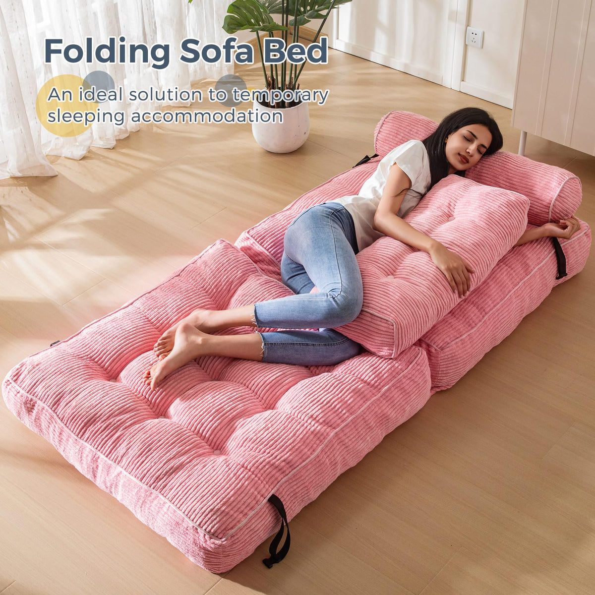 MAXYOYO Folding Sofa Bed, Convertible Chair Bed with Pillow