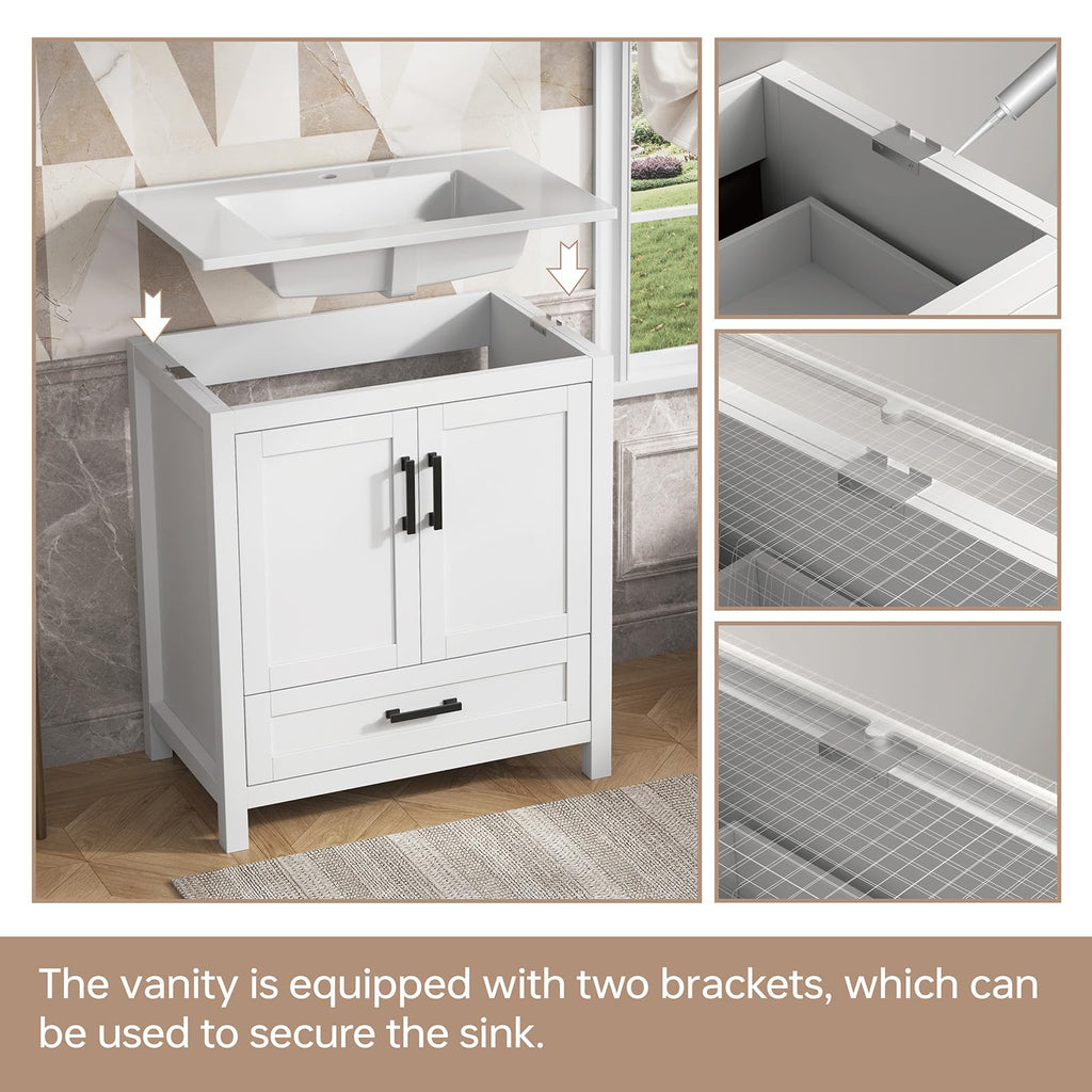 36 Inch Modern Bathroom Vanity with Sink, Black