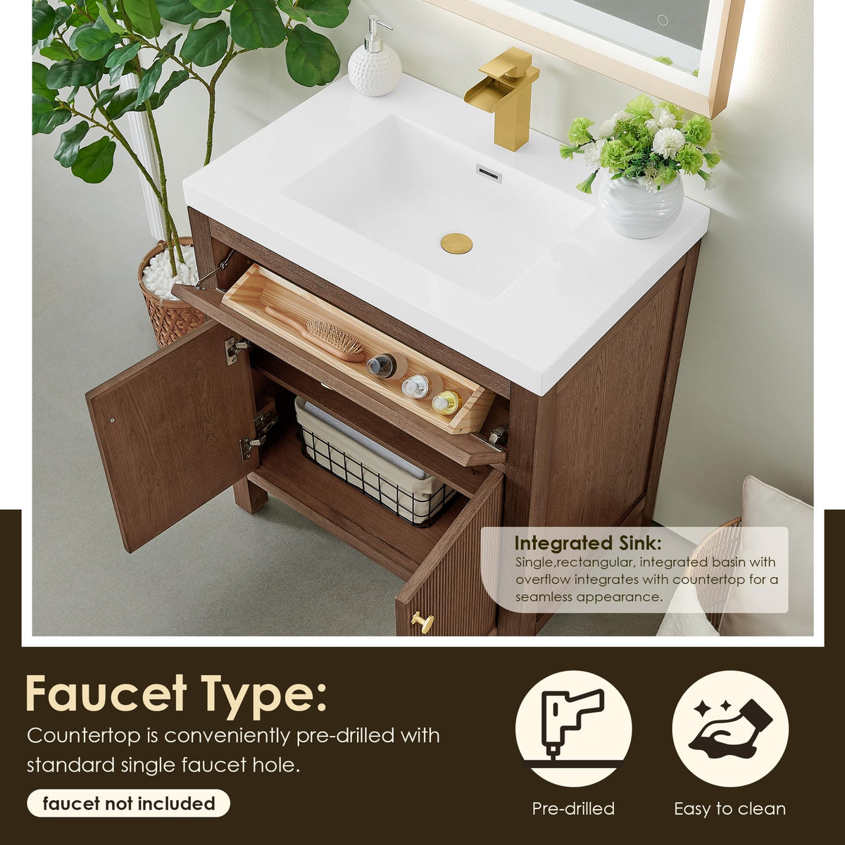 48 Inch Bathroom Vanity with Sink Modern Single Vanities with Countertop