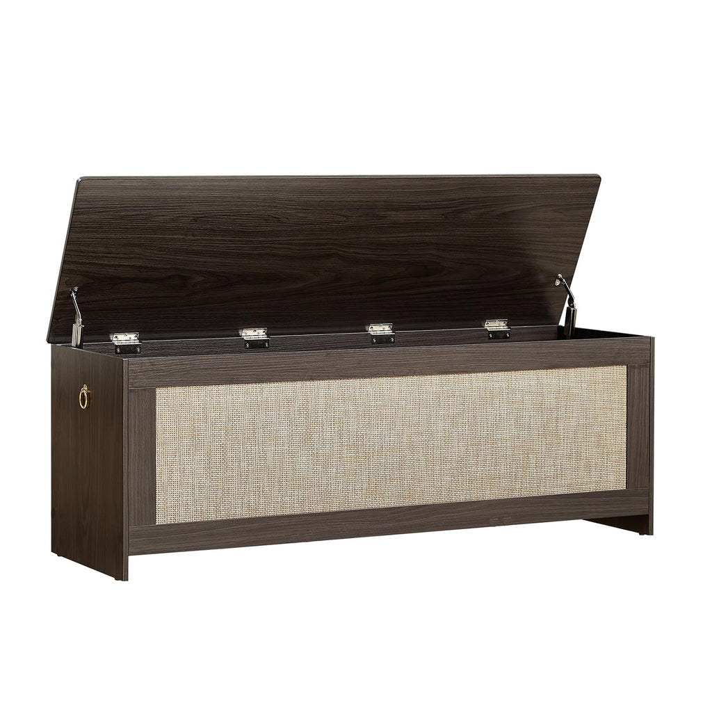 51.2" Storage Chest Extra Large, Rattan Storage Bench,(Cherry Brown