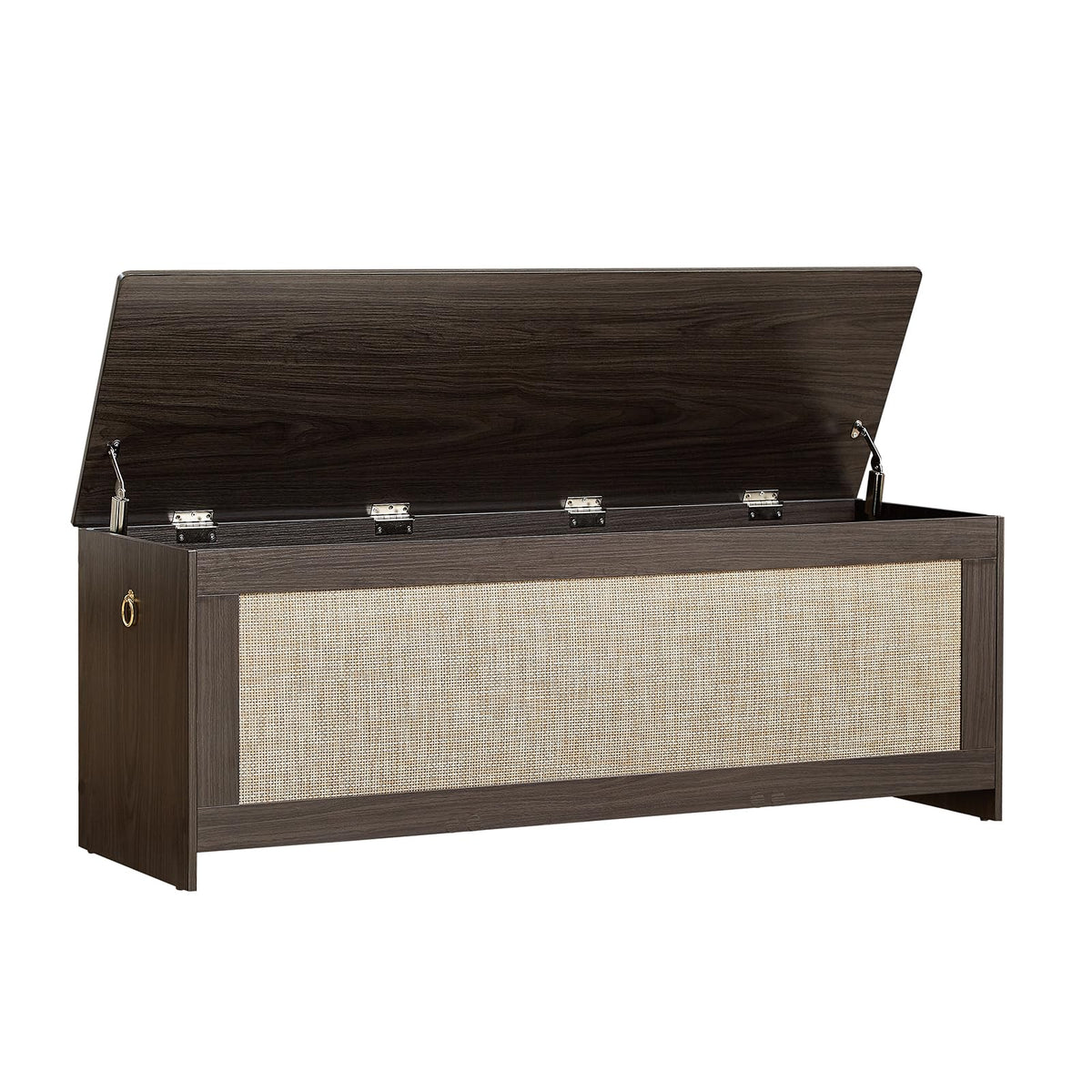 51.2" Storage Chest Extra Large, Rattan Storage Bench,(Cherry Brown