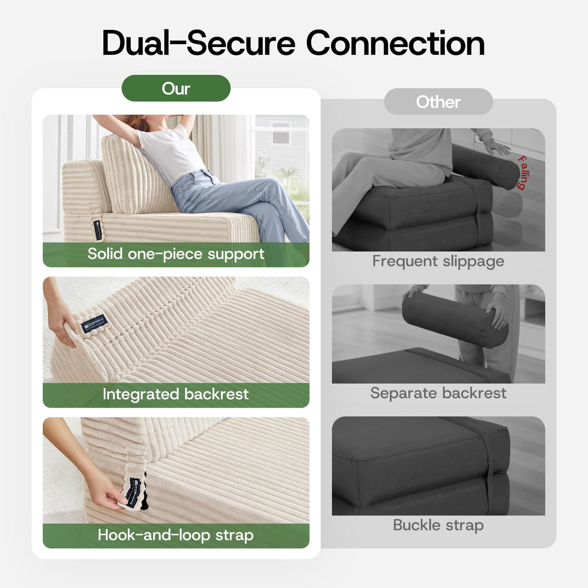 Folding Sofa Bed Convertible 4 in 1 Sleeper Chair Gray Single
