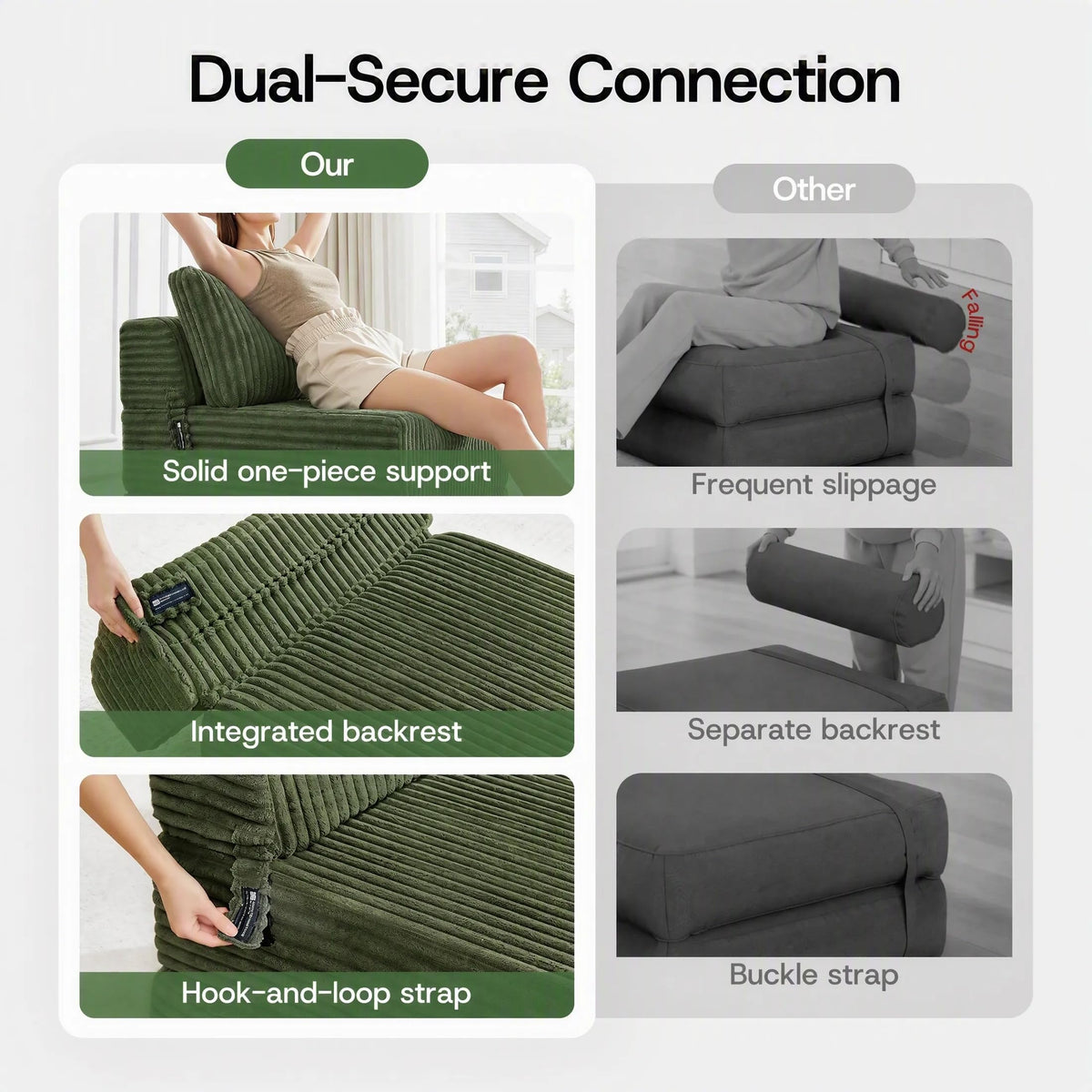 Folding Sofa Bed Convertible 4 in 1 Sleeper Chair Gray Single