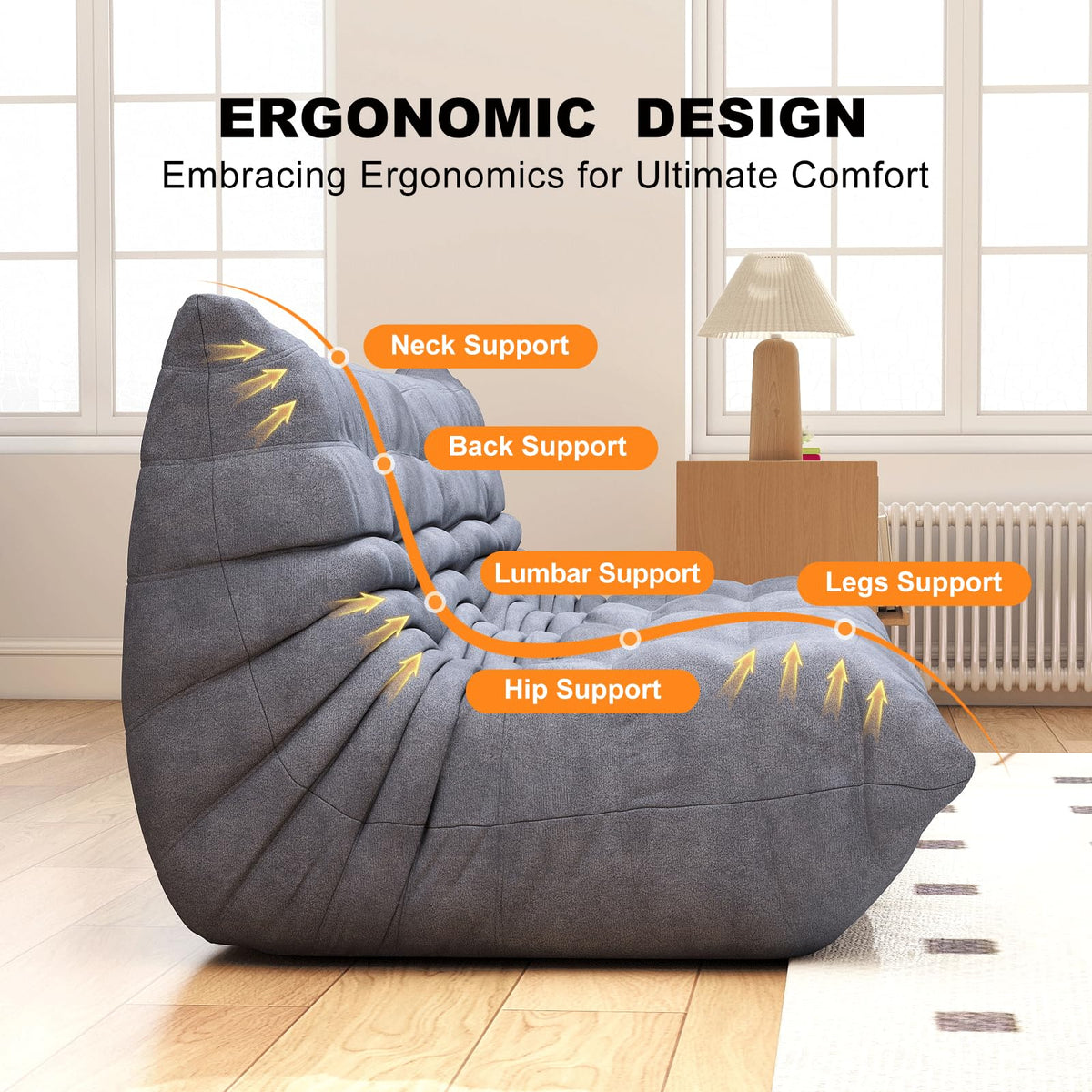 Bean Bag Chair for Adults, Memory Foam Bean Bag Sofa with Waterproof Fabric