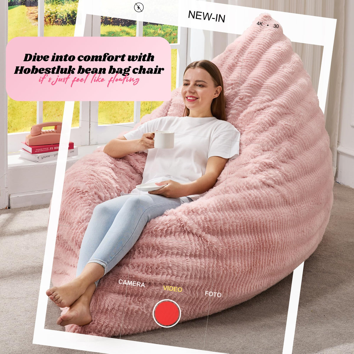 Hobestluk Adult Bean Bag Chair 3 in 1 Convertible Large Bean Bag Sofa