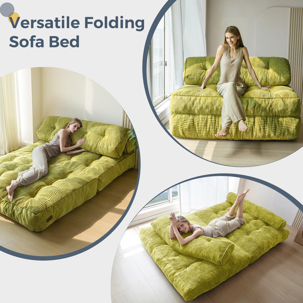 MAXYOYO Folding Sofa Bed, Convertible Chair Bed with Pillow