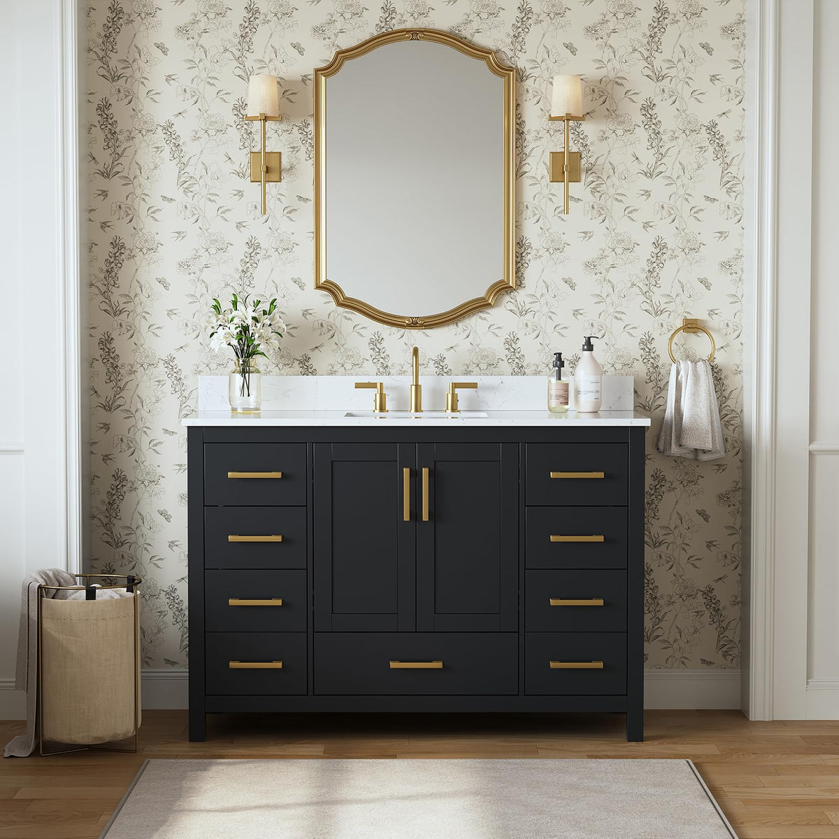 60 Inch Bathroom Vanity Double Sink, Steel Blue