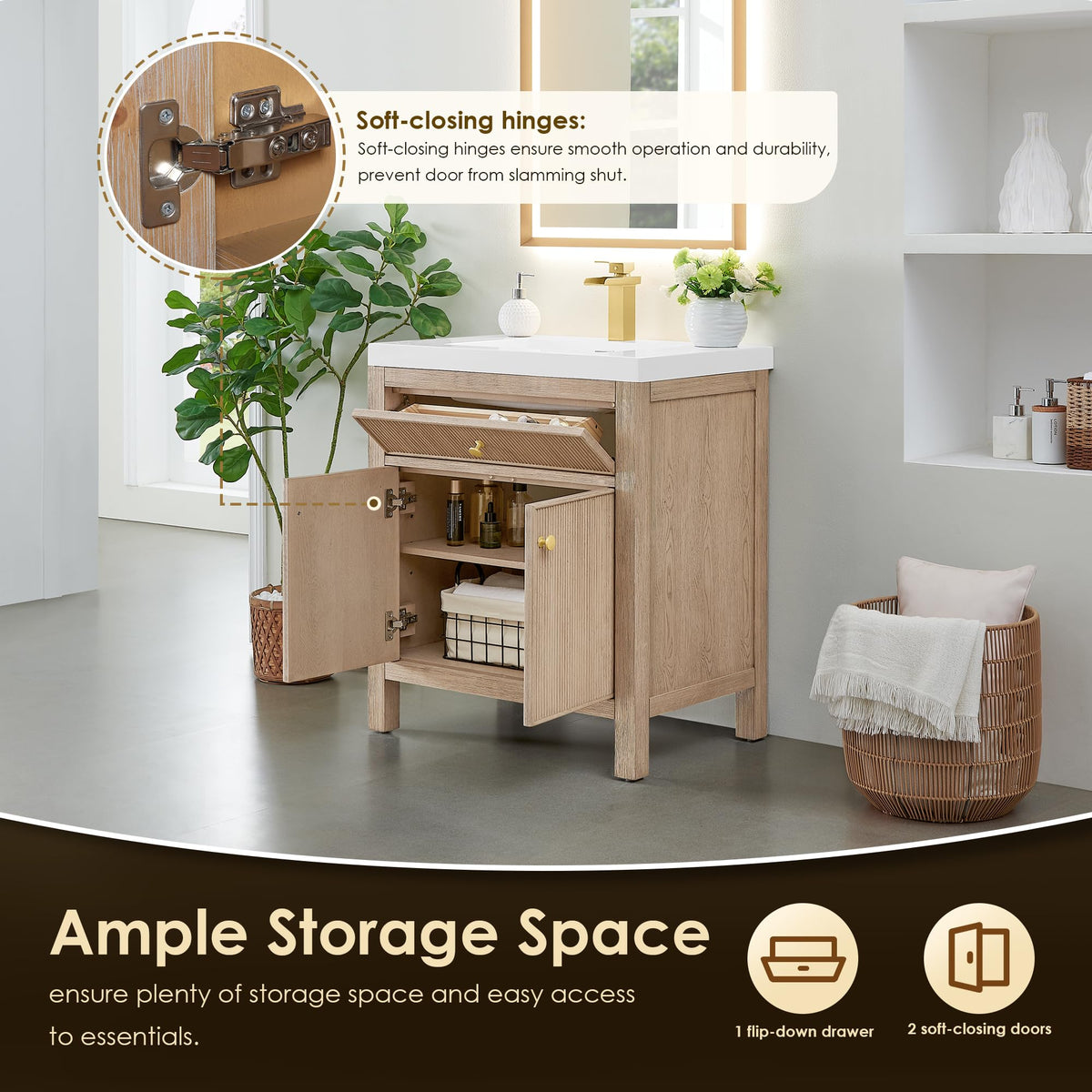 48 Inch Bathroom Vanity with Sink Modern Single Vanities with Countertop
