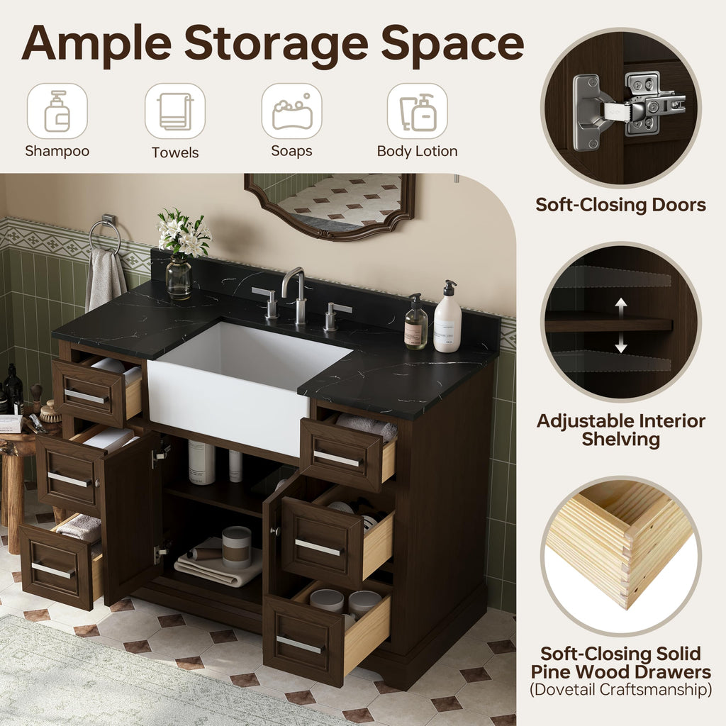 60 Inch Bathroom Vanity with Double Sink Combo, Greige
