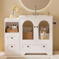 IRONCK 42 Inch Bathroom Vanity with Sink Set, Reversible Design, White