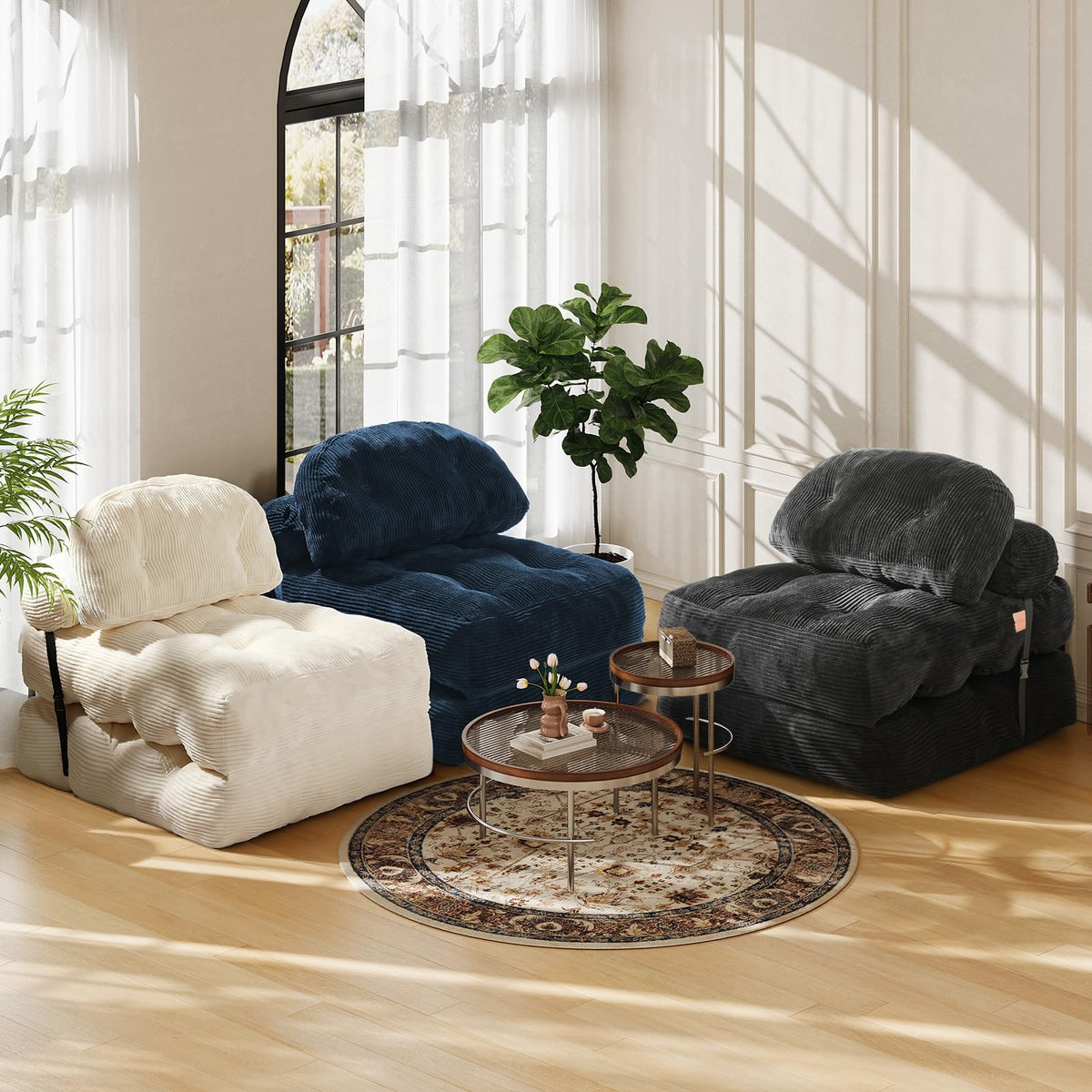 Folding Sofa Bed, Convertible Sleeper Chair with Back Support and Pillow