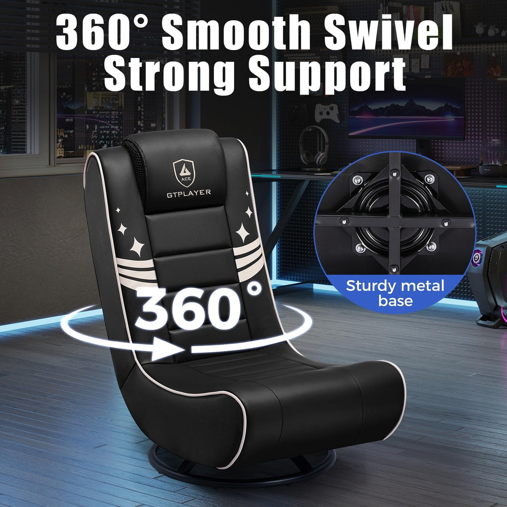 GTPLAYER Floor Gaming Chair Foldable Swivel Floor Chairs for Kids Boys Comfy Video Game Seat with 360Â° Multipurpose for Gamers, Bedroom or Game Room(Black-Blue)