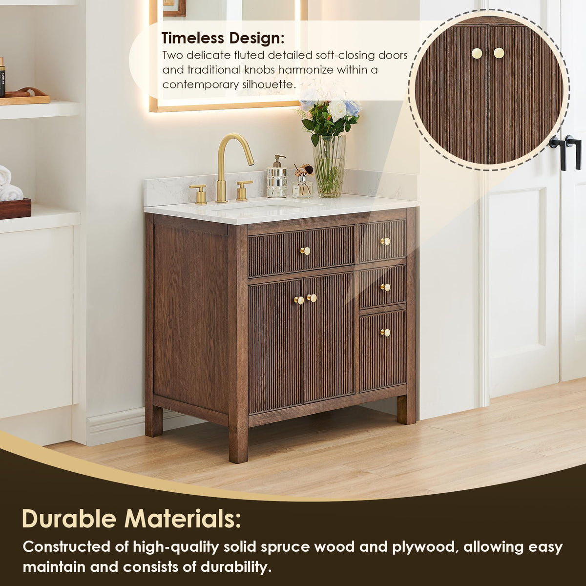 48 Inch Bathroom Vanity with Sink Modern Single Vanities with Countertop