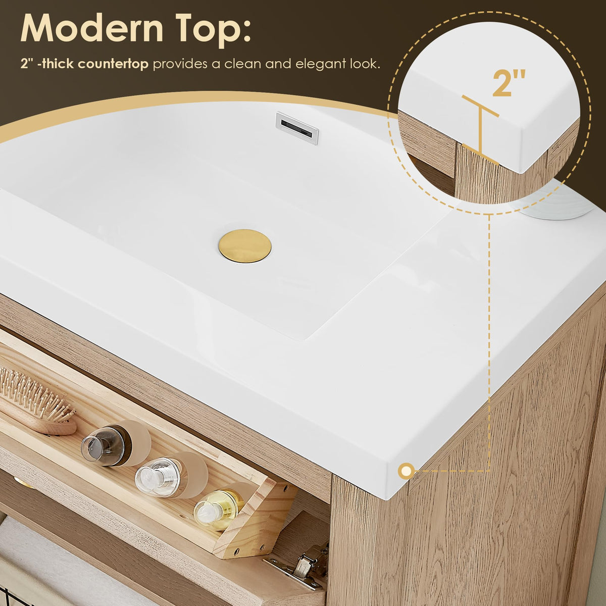 48 Inch Bathroom Vanity with Sink Modern Single Vanities with Countertop