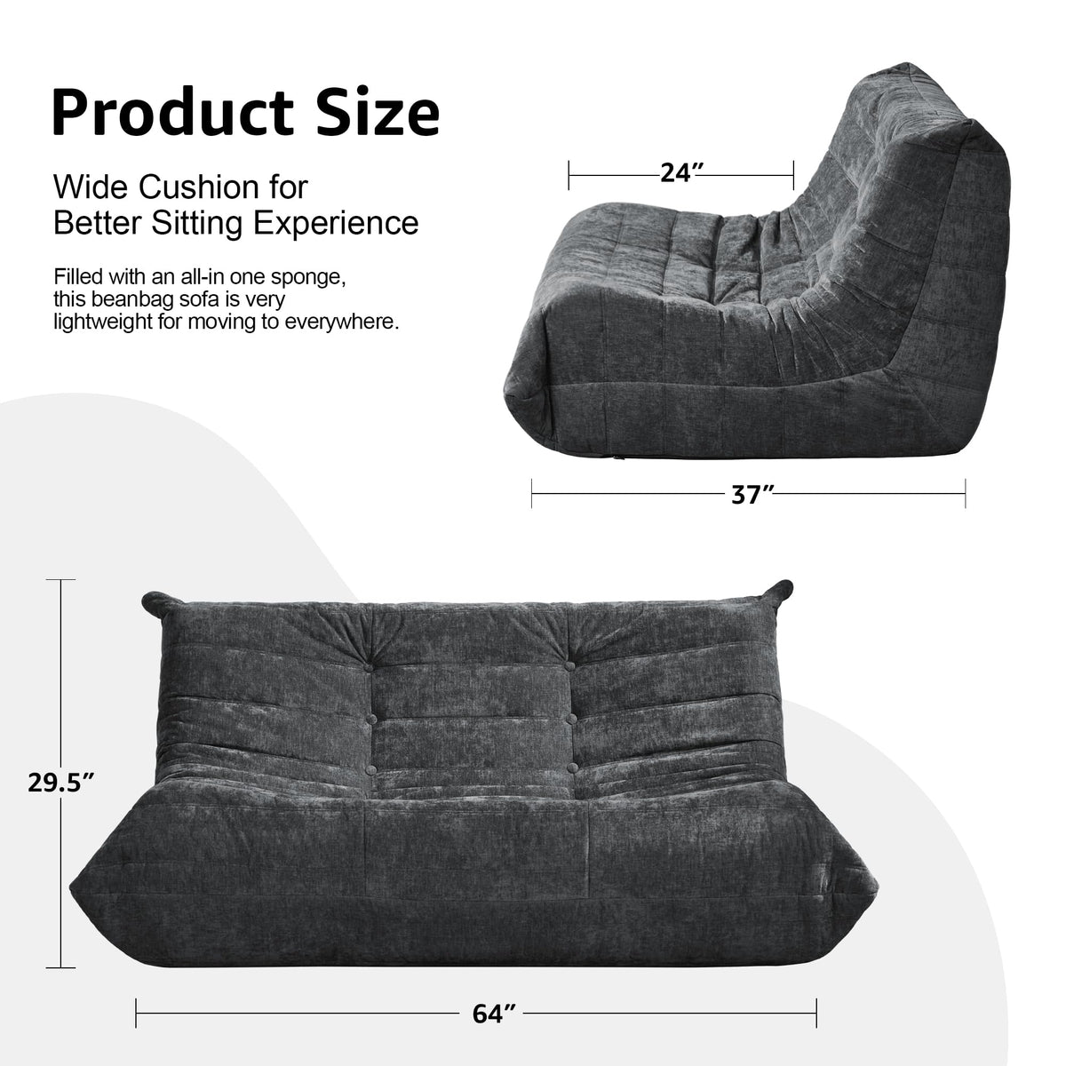 Hobestluk Big Bean Bag Chairs for Adults Fireside BeanBag Couch Togo Sofa