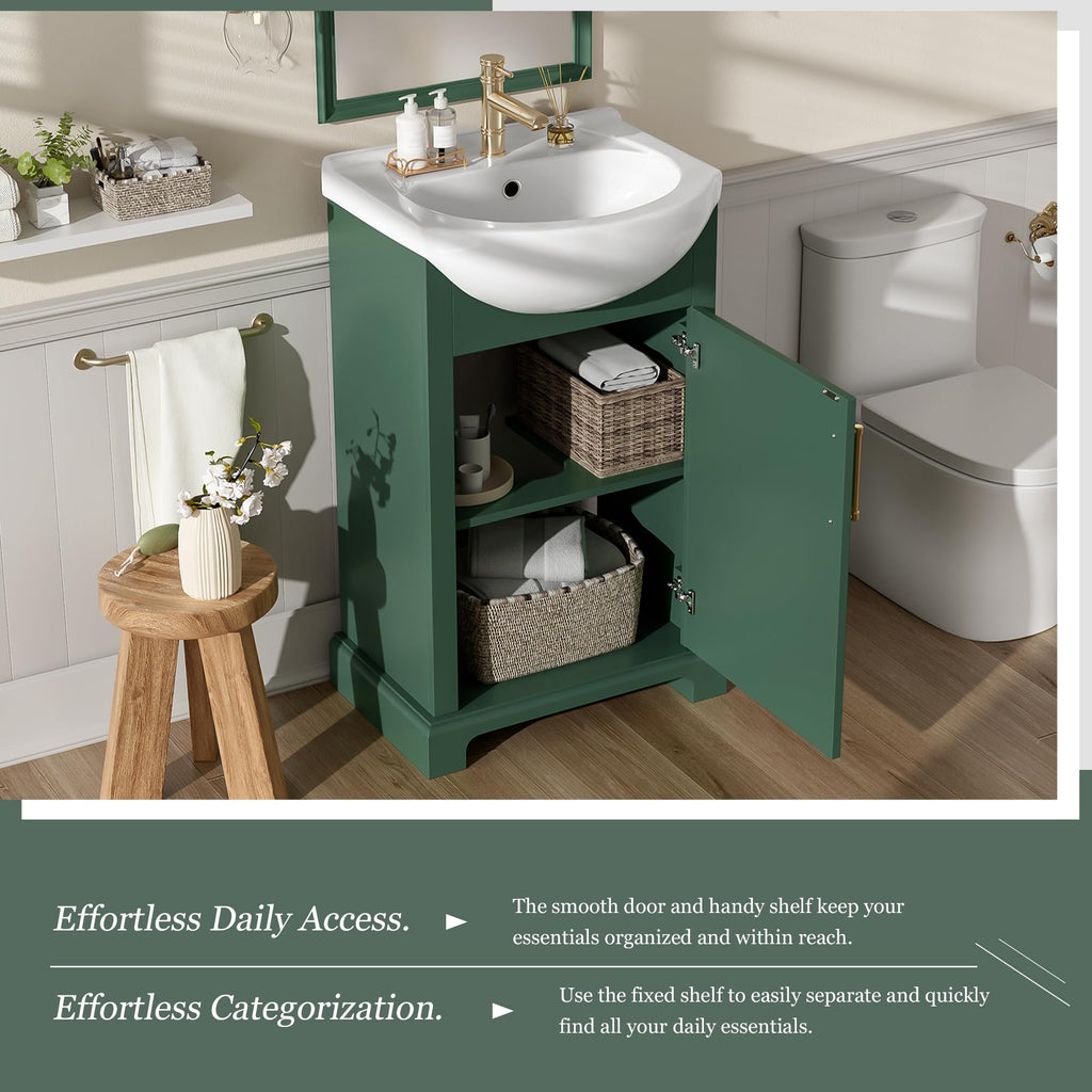 YOPTO 20" Bathroom Vanity with Ceramic Sink, French Style, Black