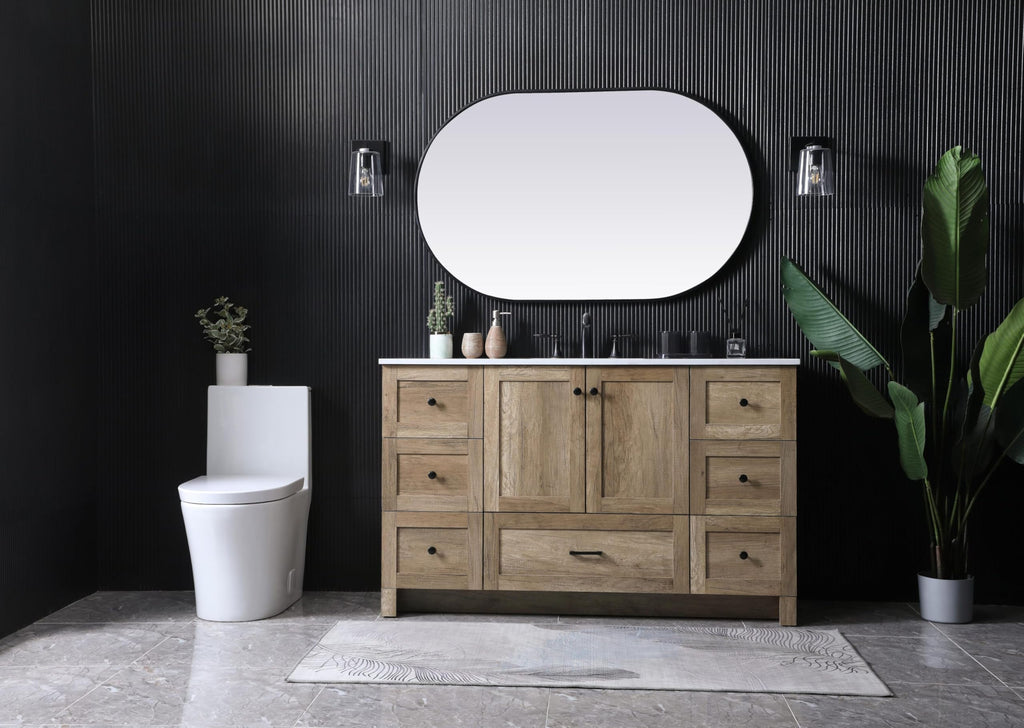 18" Pre-Assembled Bathroom Vanity with Sink, Engineered Wood, Ivory White Engineered Marble Countertop Included, Single Oval Porcelain Sink, 1 Soft-Close Drawers, Expresso