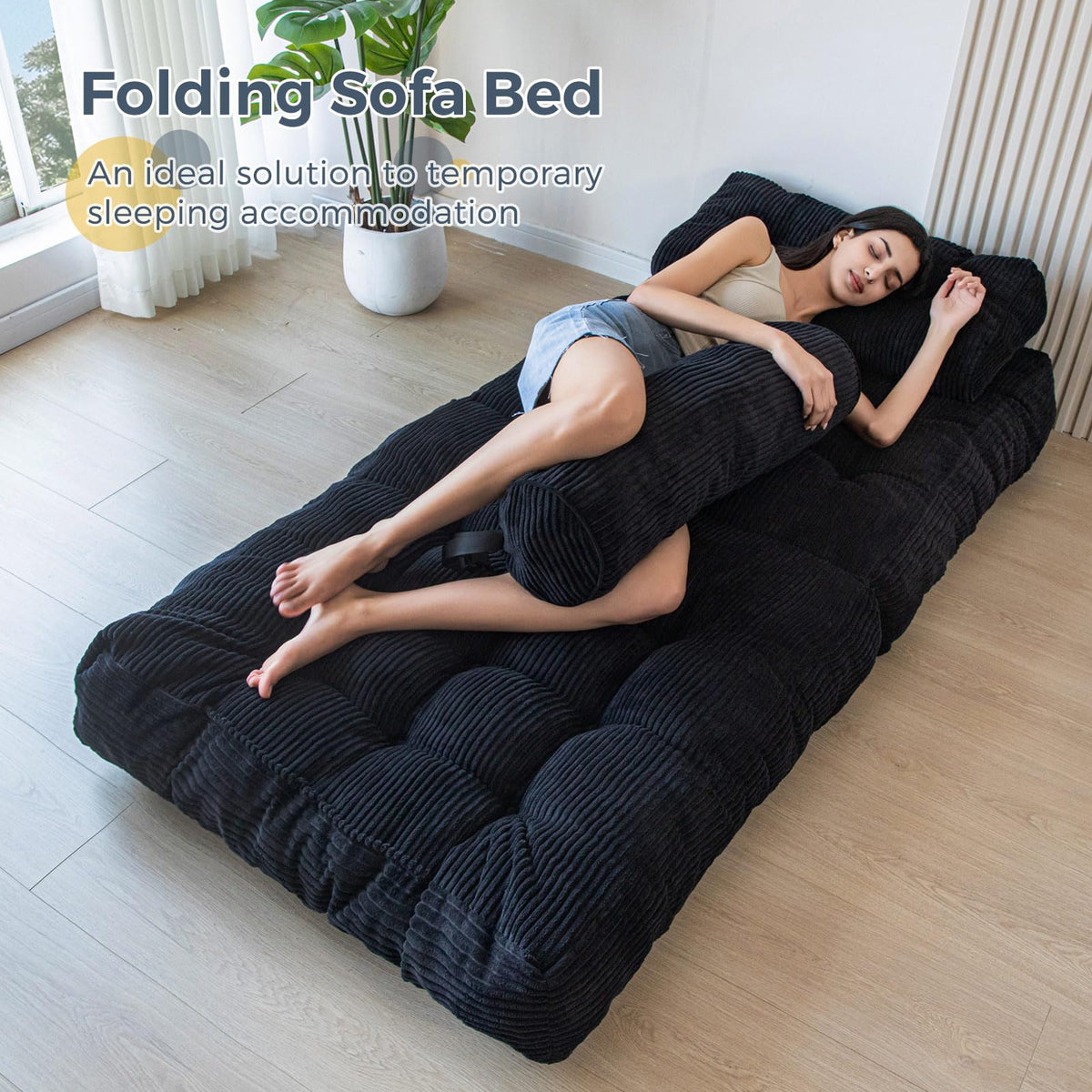 MAXYOYO Folding Sofa Bed, Convertible Chair Bed with Pillow