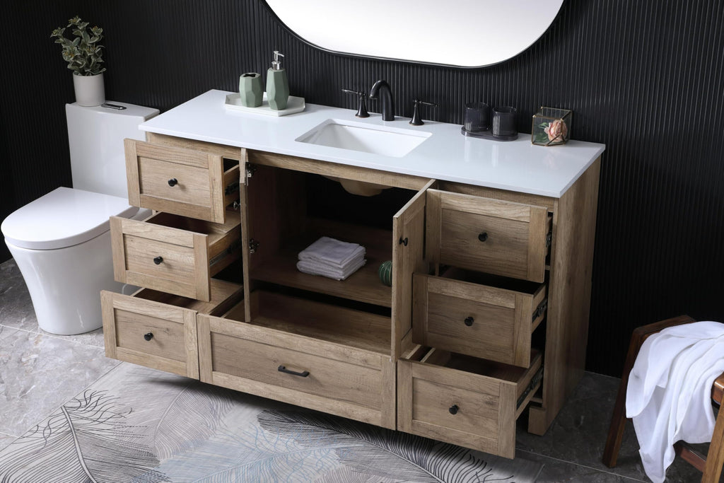18" Pre-Assembled Bathroom Vanity with Sink, Engineered Wood, Ivory White Engineered Marble Countertop Included, Single Oval Porcelain Sink, 1 Soft-Close Drawers, Expresso