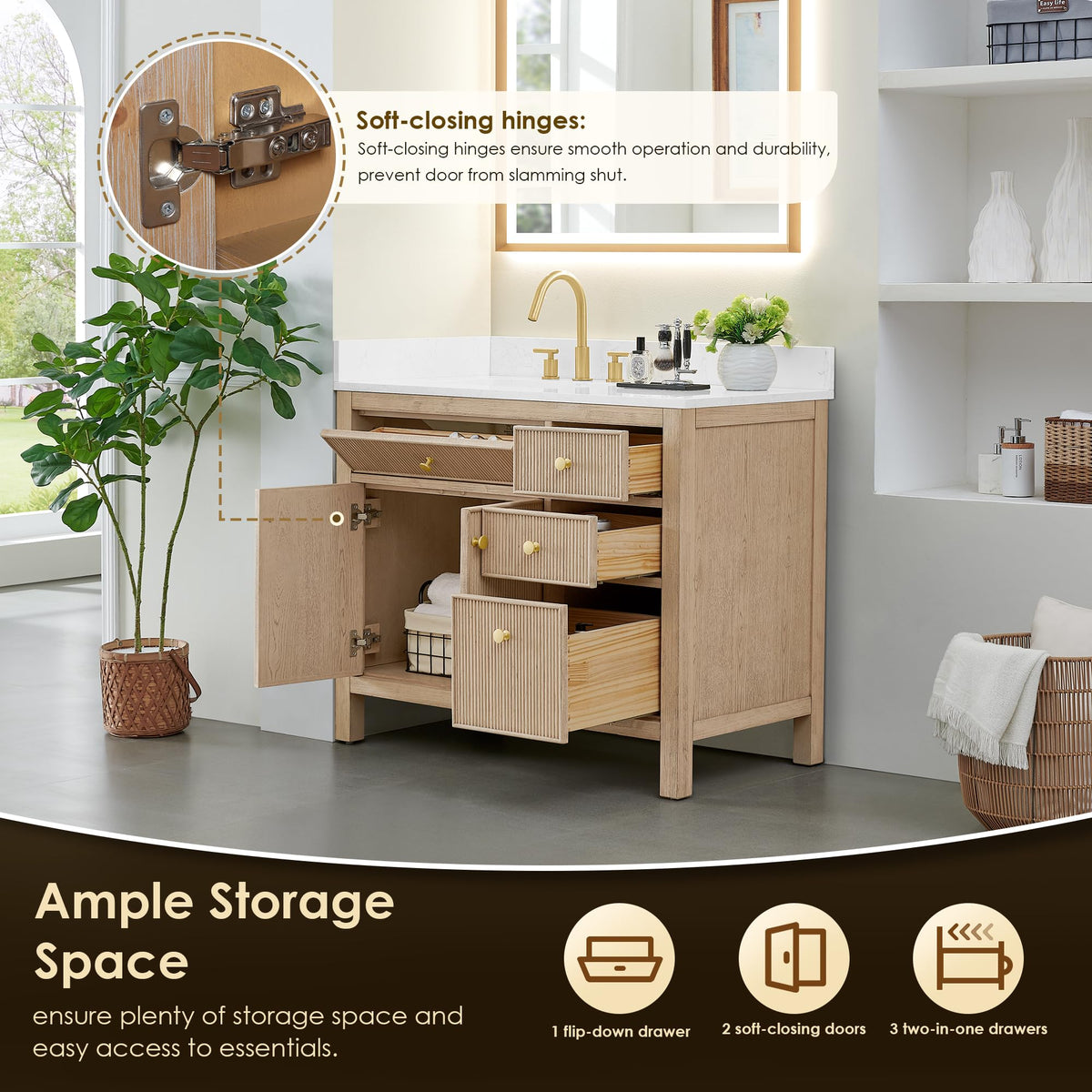 48 Inch Bathroom Vanity with Sink Modern Single Vanities with Countertop
