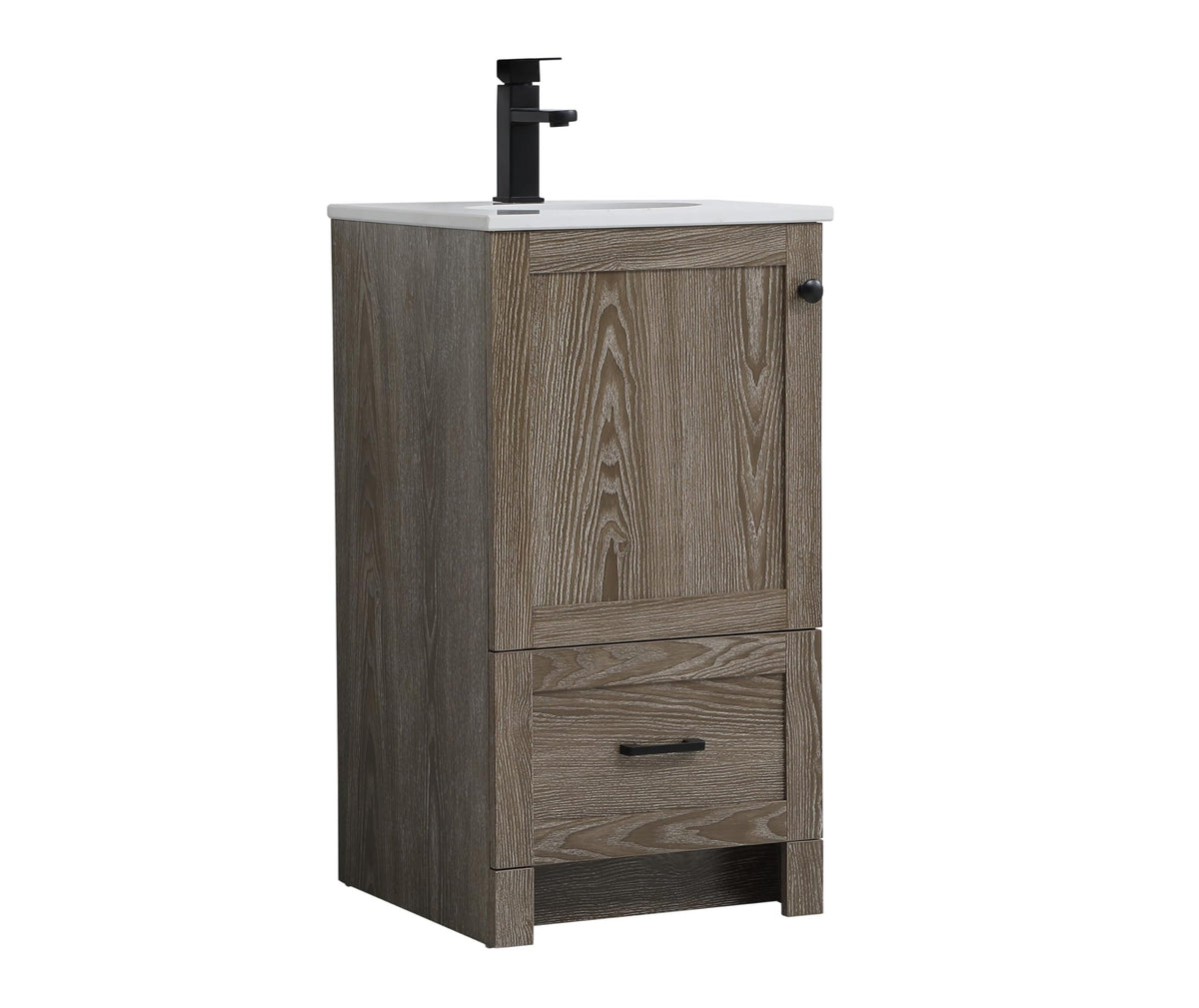 18" Pre-Assembled Bathroom Vanity with Sink, Engineered Wood, Ivory White Engineered Marble Countertop Included, Single Oval Porcelain Sink, 1 Soft-Close Drawers, Expresso