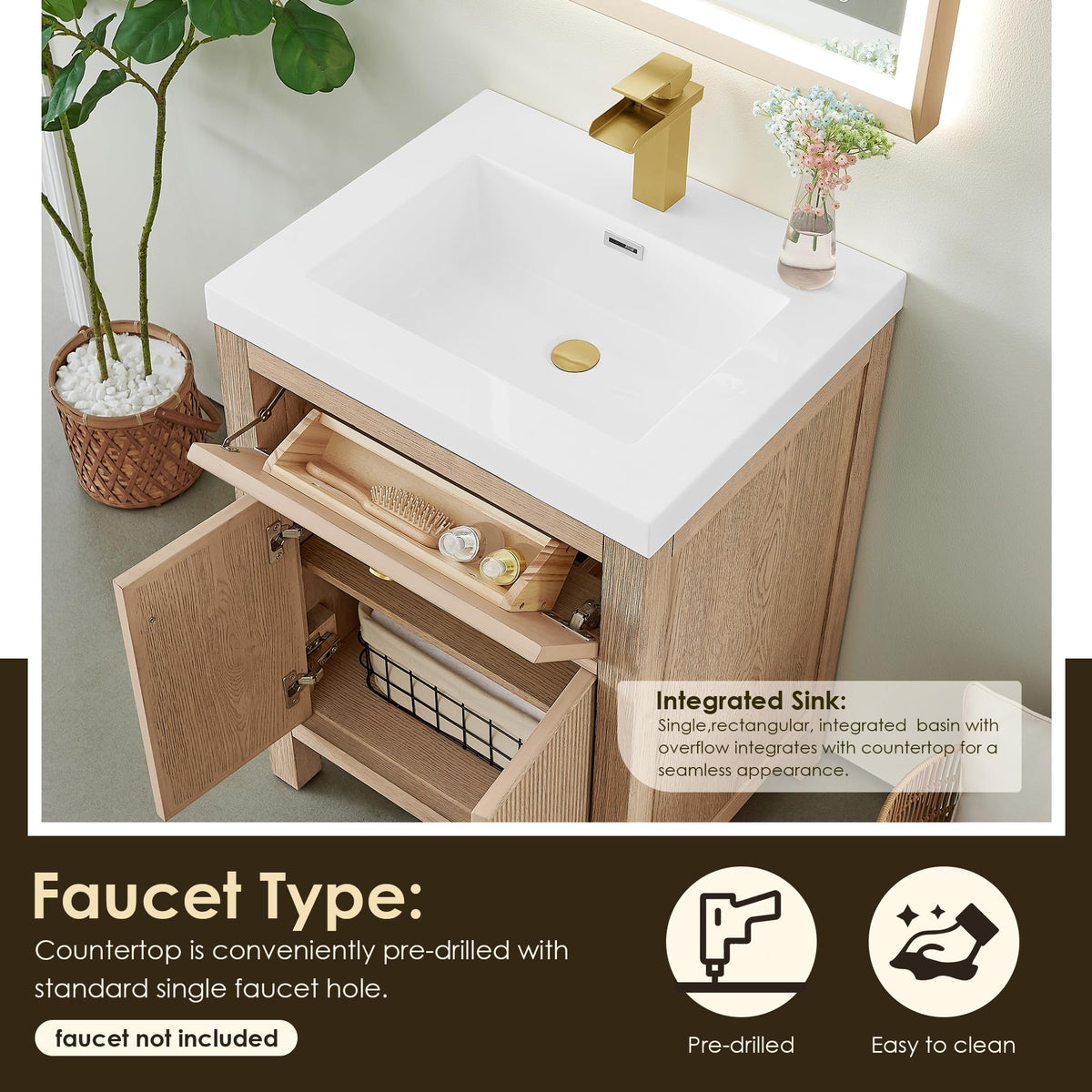 48 Inch Bathroom Vanity with Sink Modern Single Vanities with Countertop