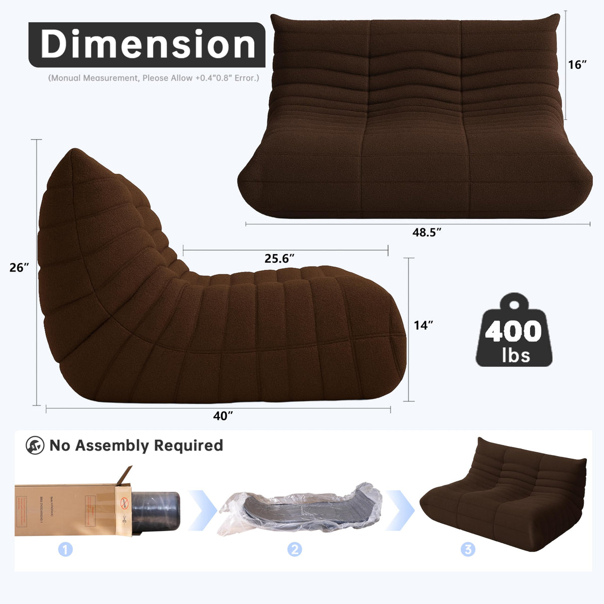 WHGBJA Giant Bean Bag Chair for Adults, Comfy Beanbag with Memory Foam