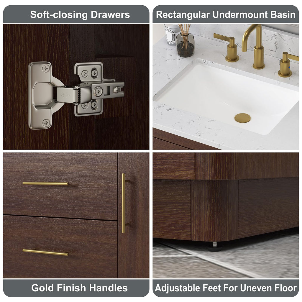 60 Inch Bathroom Vanity with Double Sink Combo, Greige