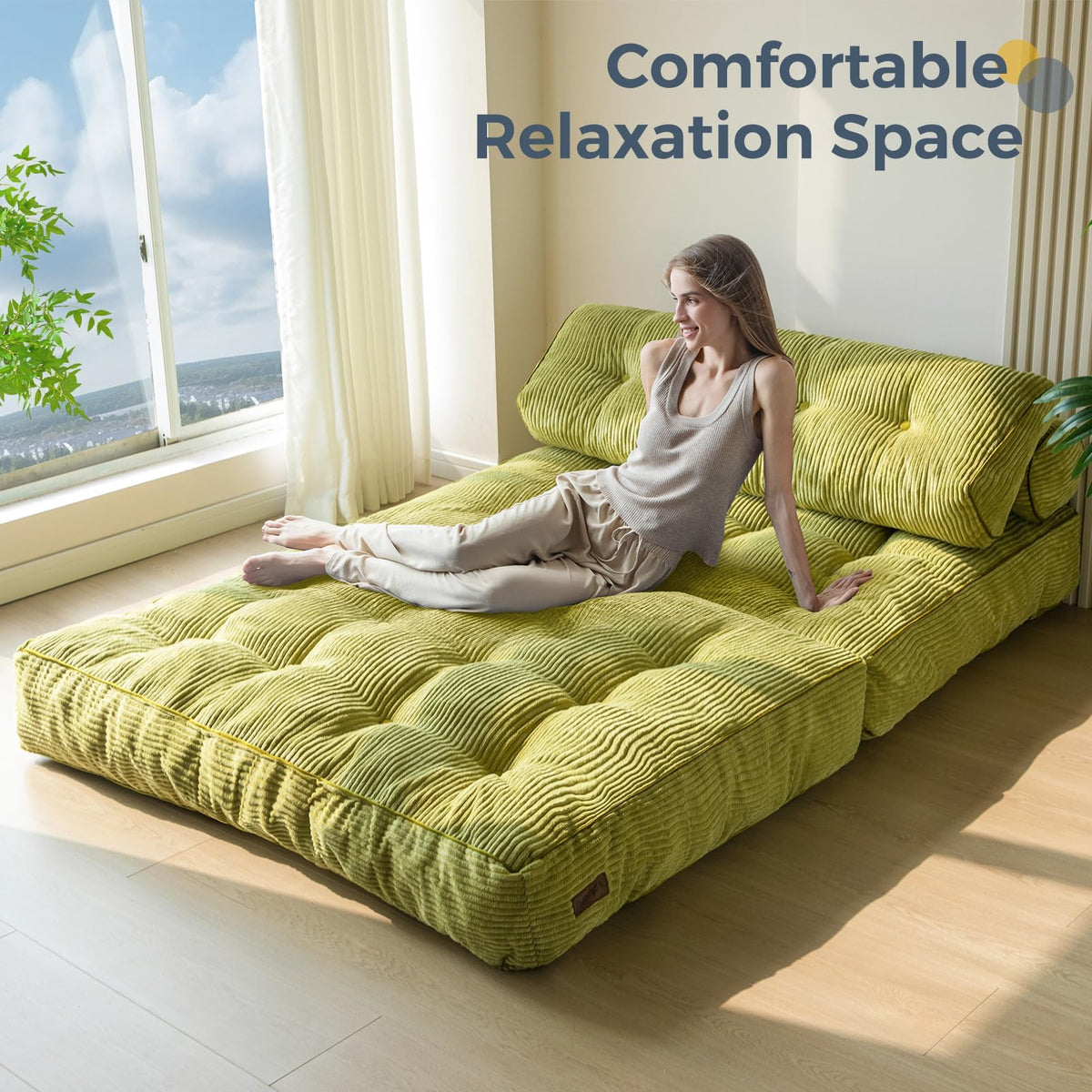 MAXYOYO Folding Sofa Bed, Convertible Chair Bed with Pillow