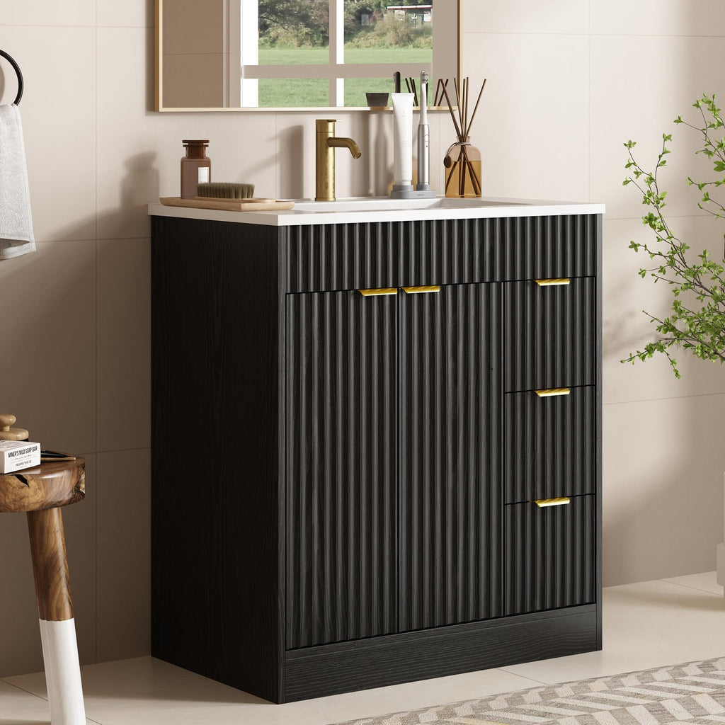 36" Bathroom Vanity with Sink Modern Oak