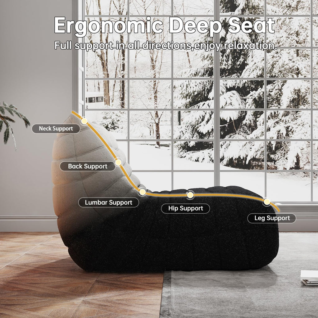 WHGBJA Giant Bean Bag Chair for Adults, Comfy Beanbag with Memory Foam