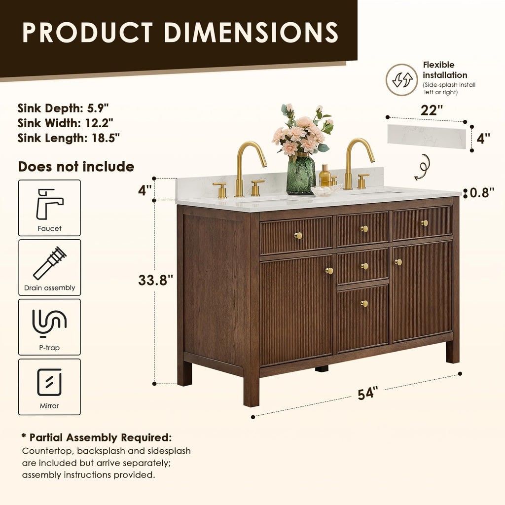 48 Inch Bathroom Vanity with Sink Modern Single Vanities with Countertop