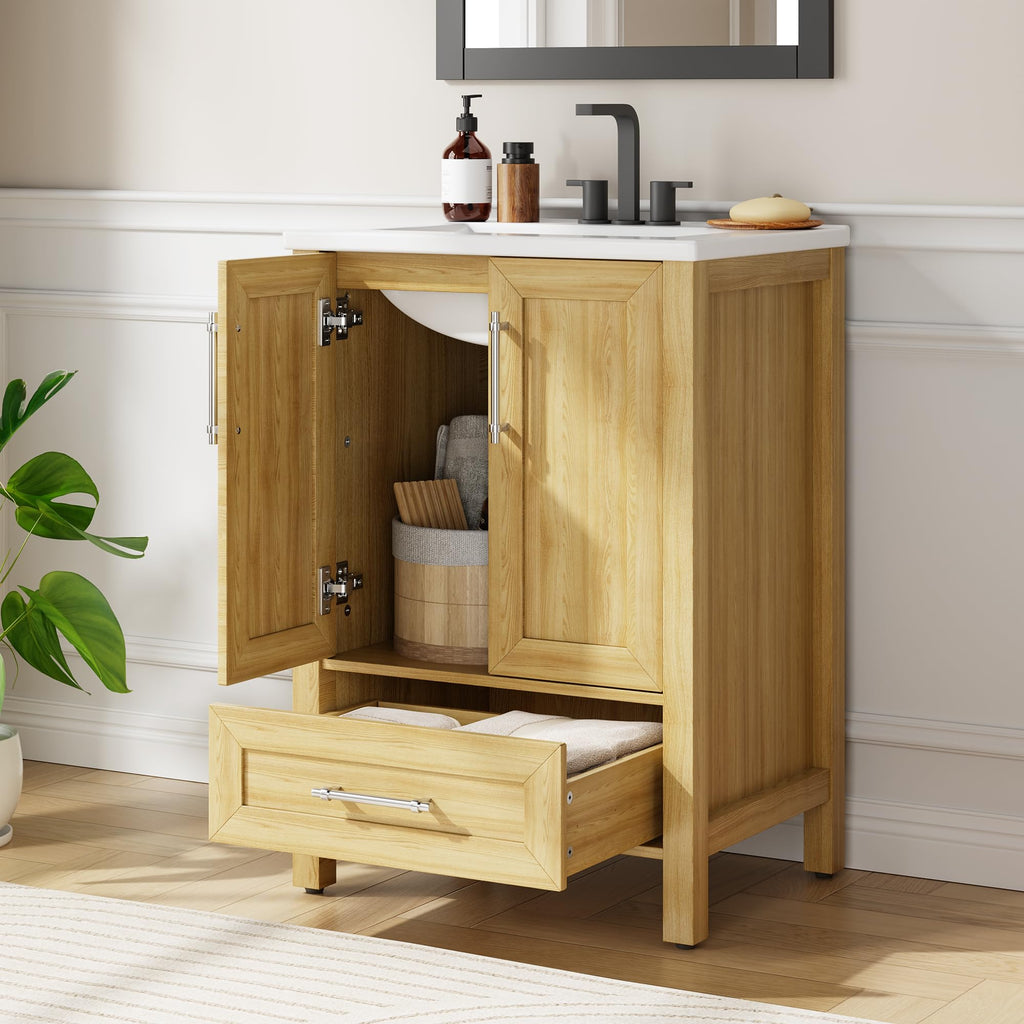 Garvee 24" Bathroom Vanity with Sink, Freestanding Bathroom Cabinet