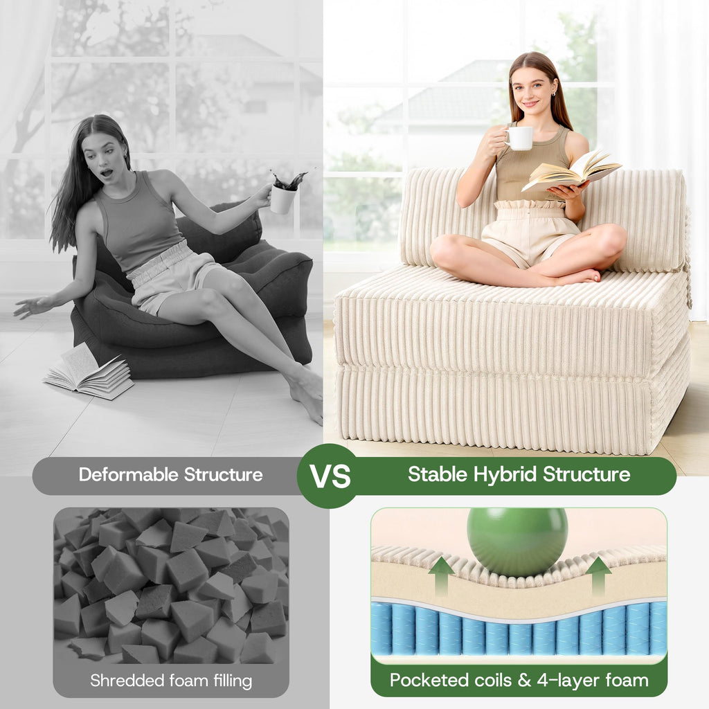 Folding Sofa Bed Convertible 4 in 1 Sleeper Chair Gray Single