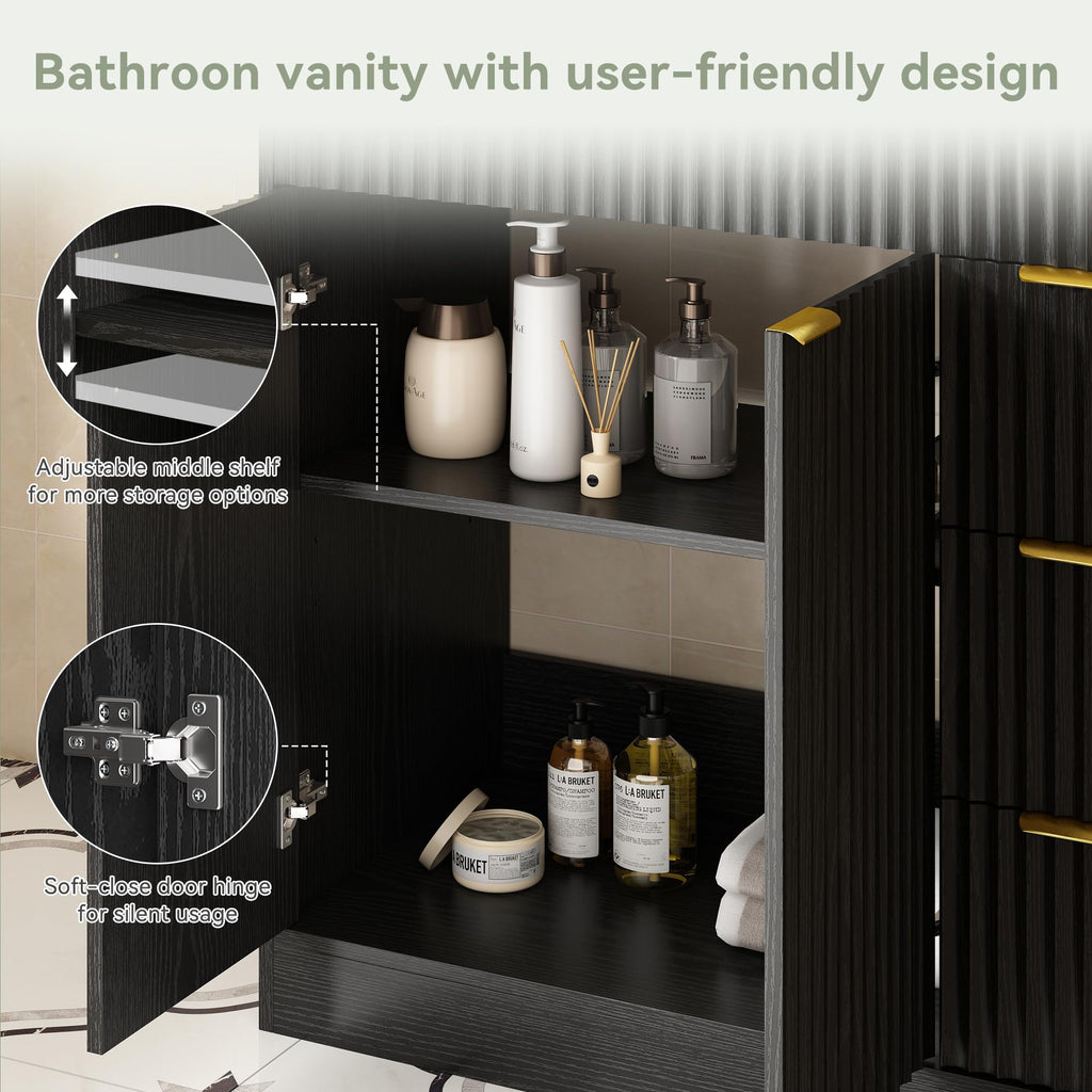 36" Bathroom Vanity with Sink Modern Oak