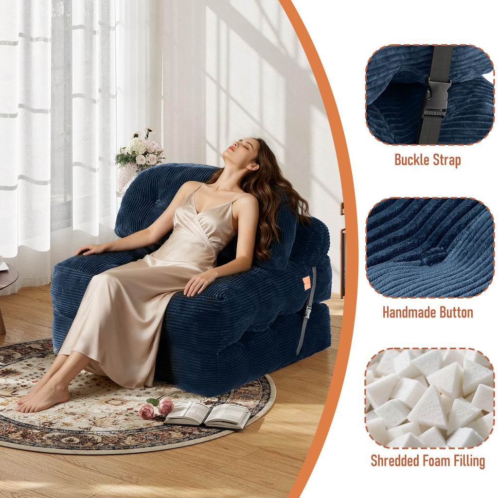 Folding Sofa Bed, Convertible Sleeper Chair with Back Support and Pillow