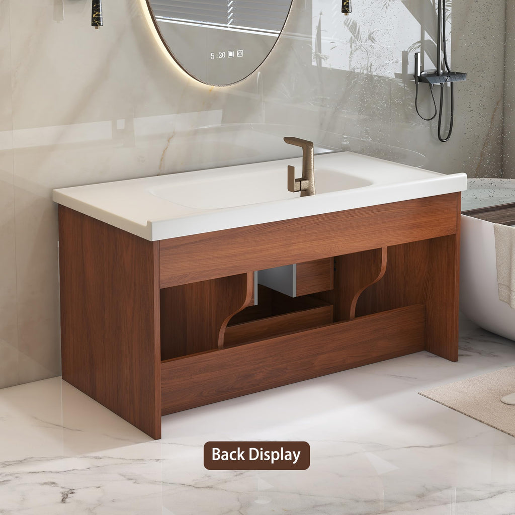 Glintee 40" Floating Bathroom Vanity & Sintered Stone Top, Black