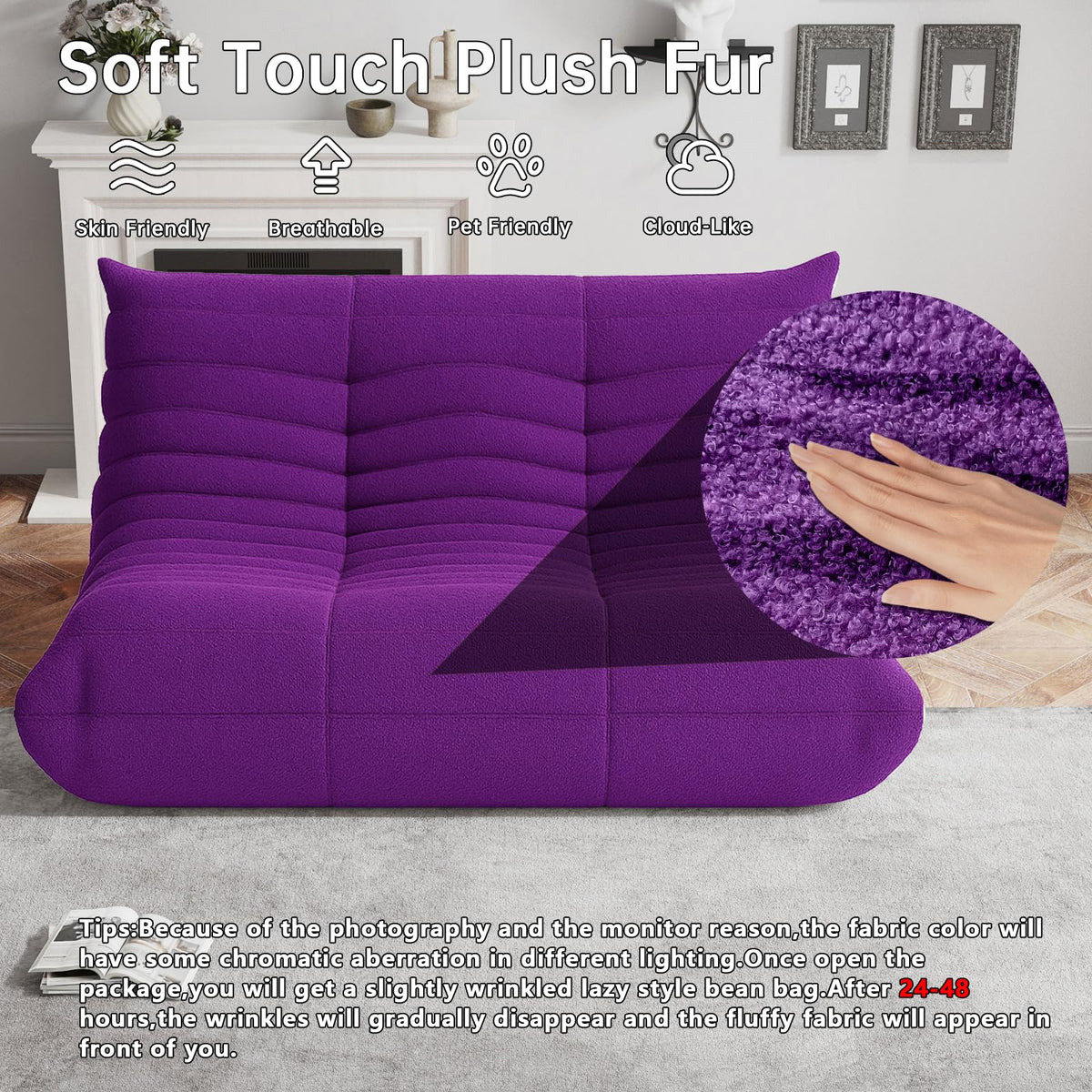 WHGBJA Giant Bean Bag Chair for Adults, Comfy Beanbag with Memory Foam