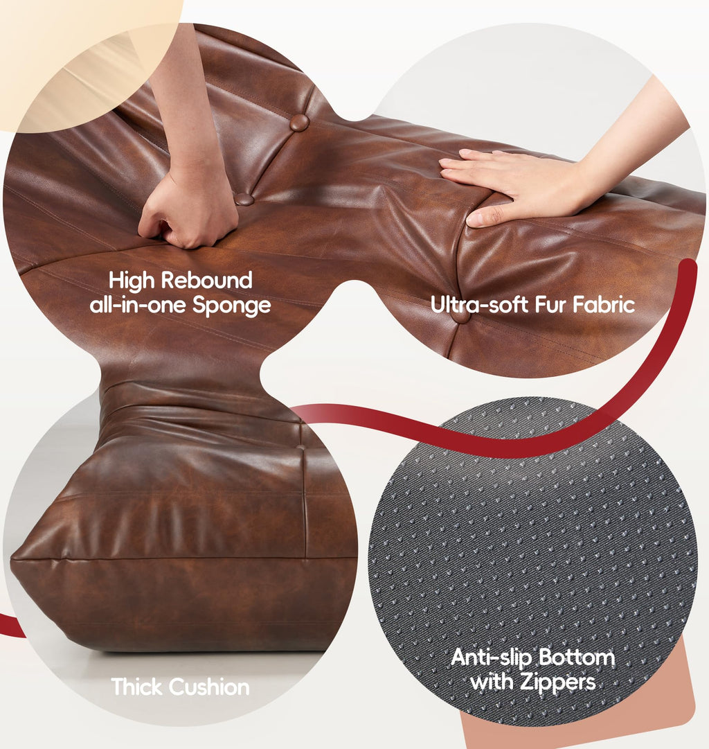 Hobestluk Bean Bag Chair Adult Leather Togo Chair Memory Foam Living Room