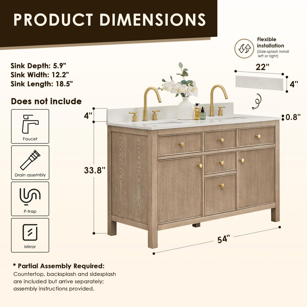 48 Inch Bathroom Vanity with Sink Modern Single Vanities with Countertop