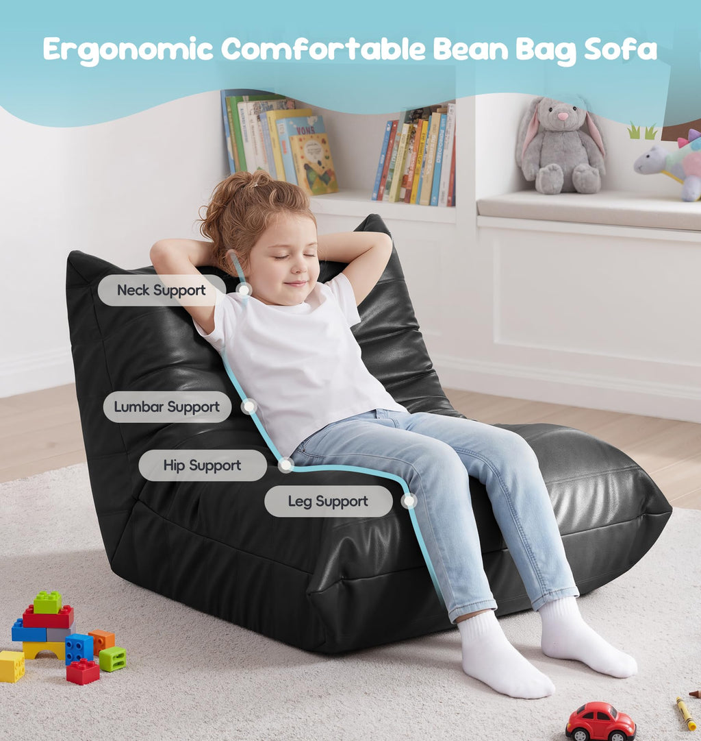 Hobestluk Bean Bag Chair Adult Leather Togo Chair Memory Foam Living Room
