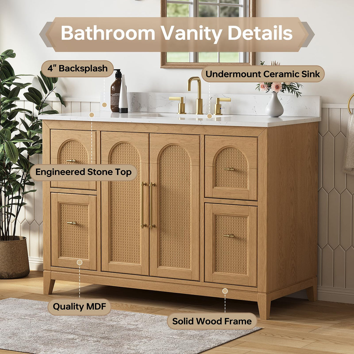 48 inch Bathroom Vanity with Sink, Green